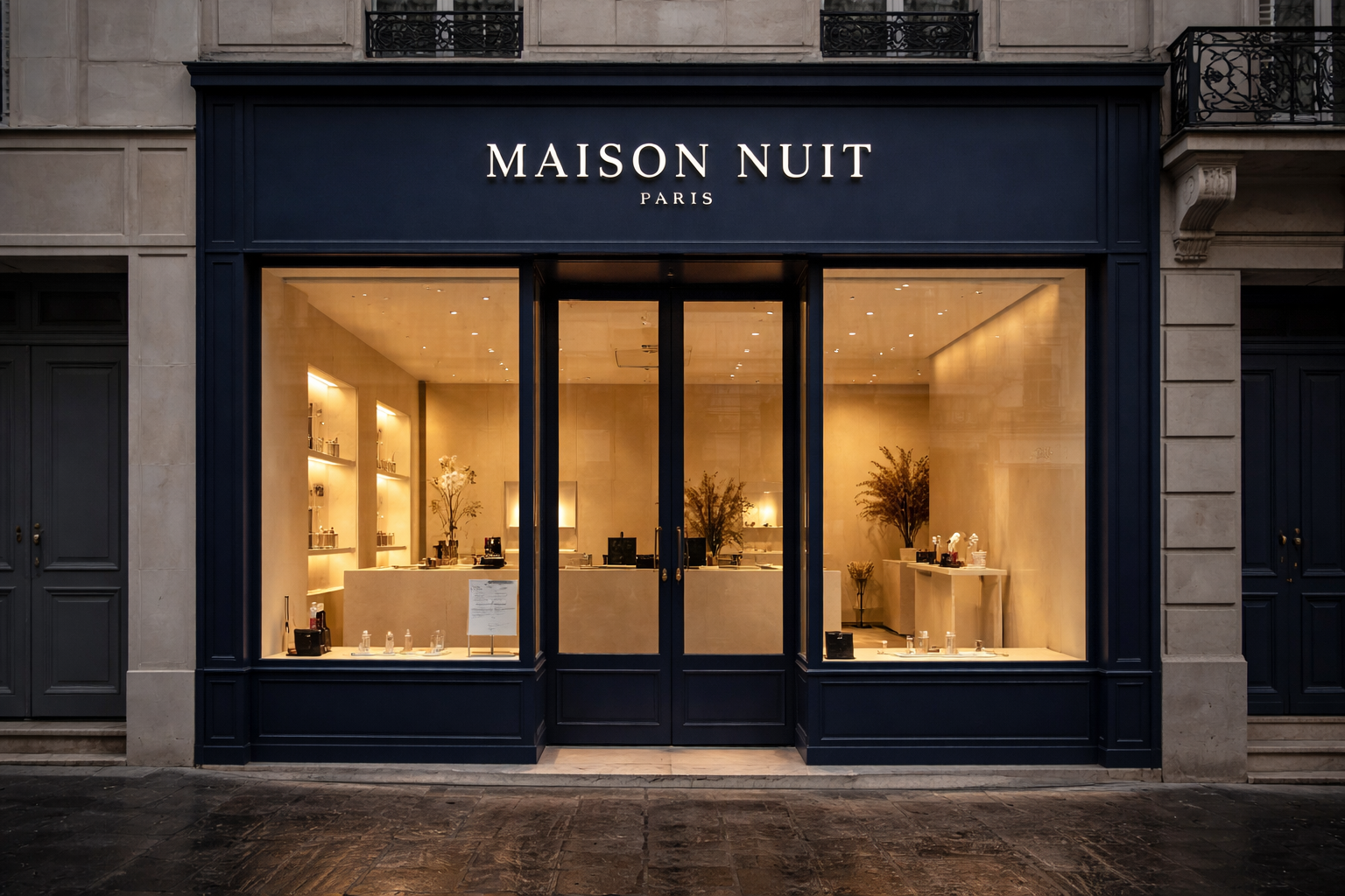 devanture magasin Maison nuit paris Image
