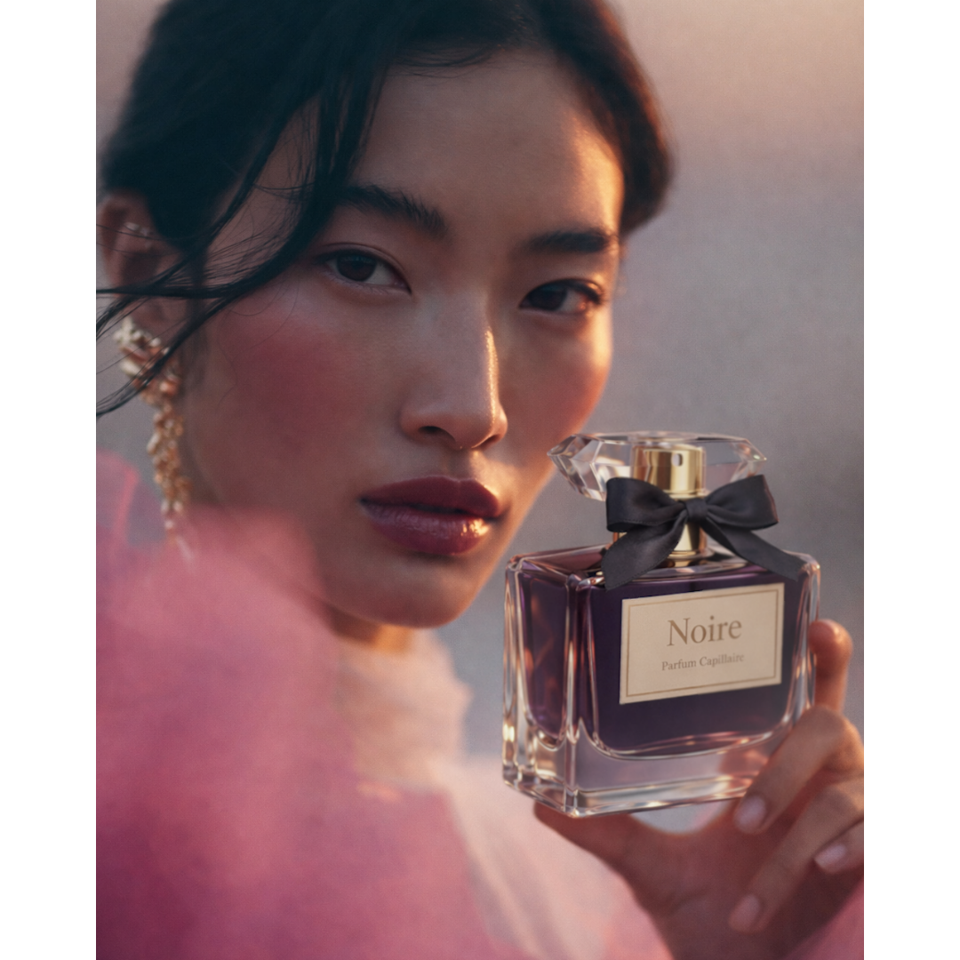 Femme utilisant Rosée parfum capillaire Maison Nuit Paris Image